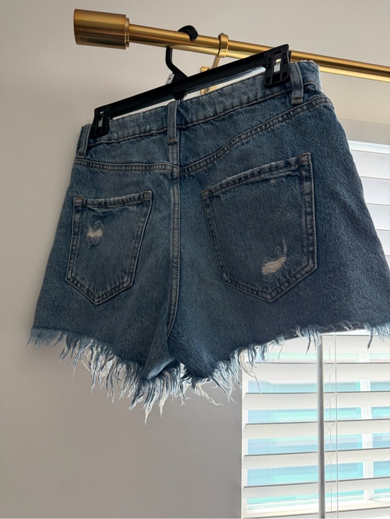 Zara Pants - Zara Classic High-Waist Frayed Hem Denim Shorts - Blue